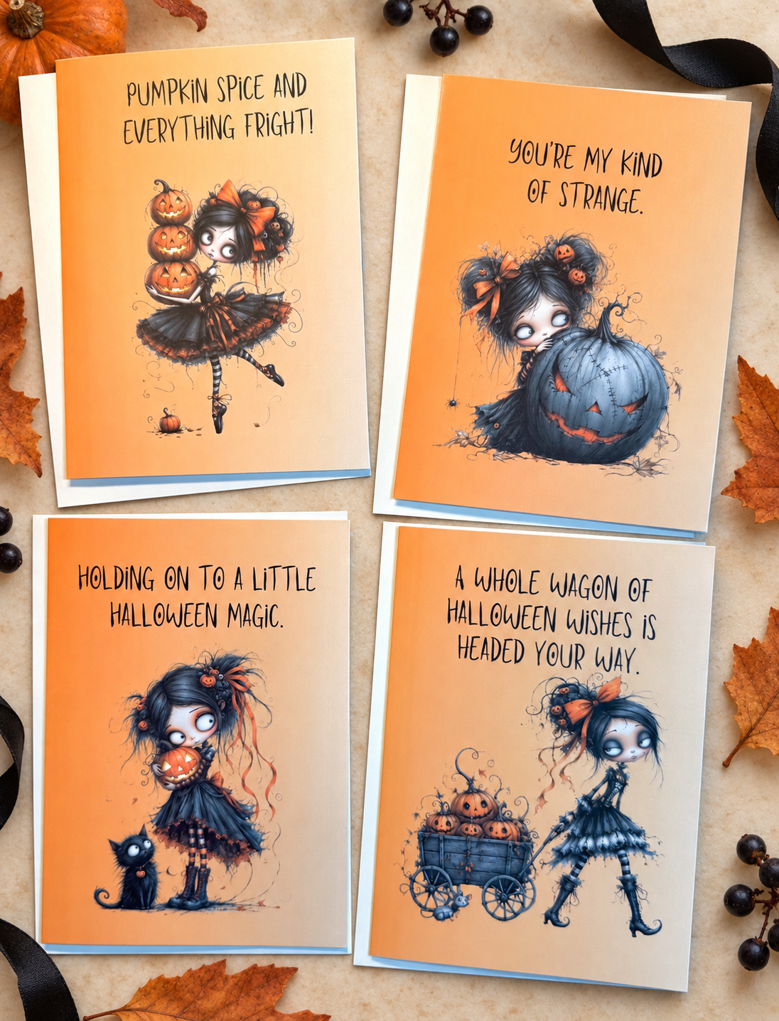 Witchy Girl Halloween Card Collection